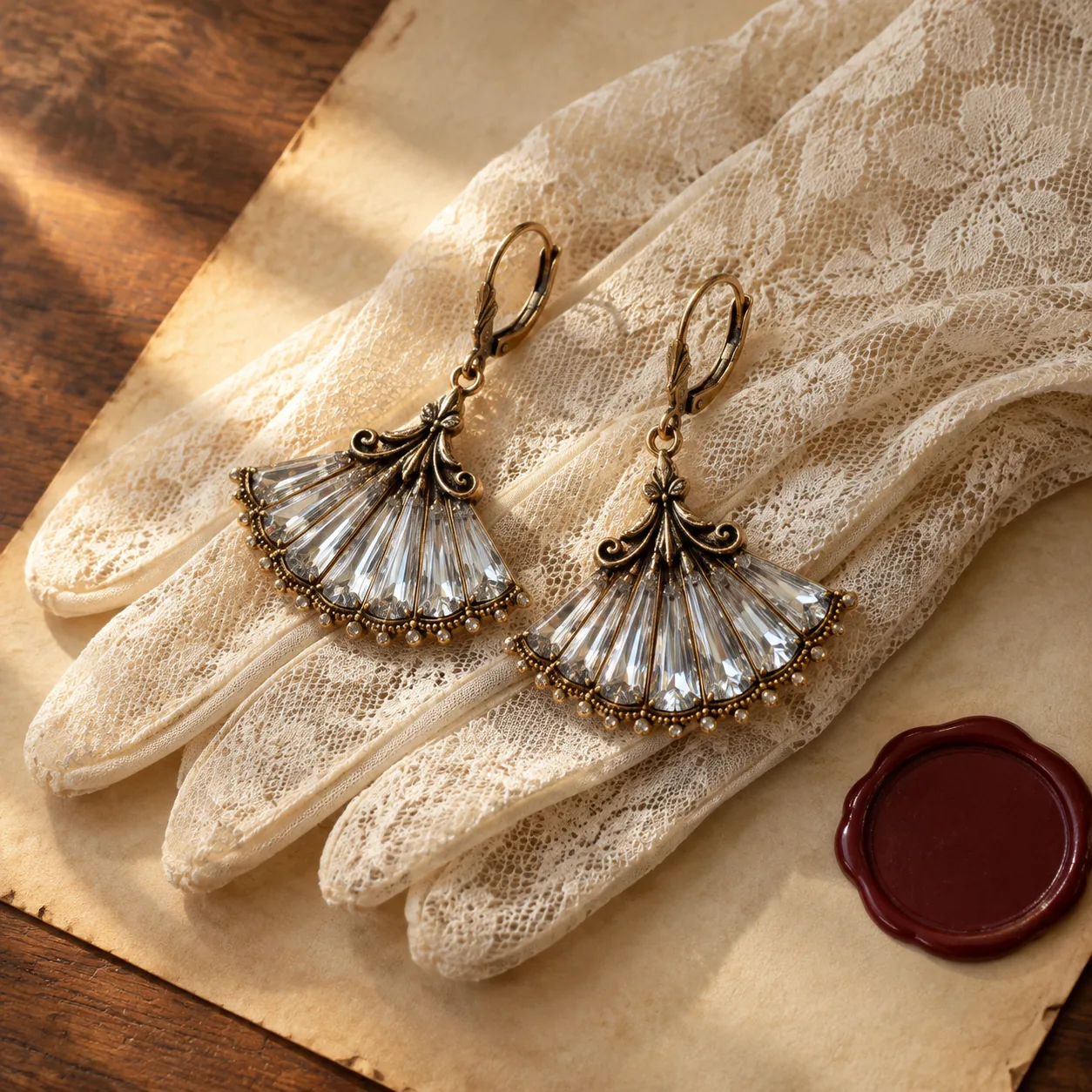 Crystal Fan Earrings
