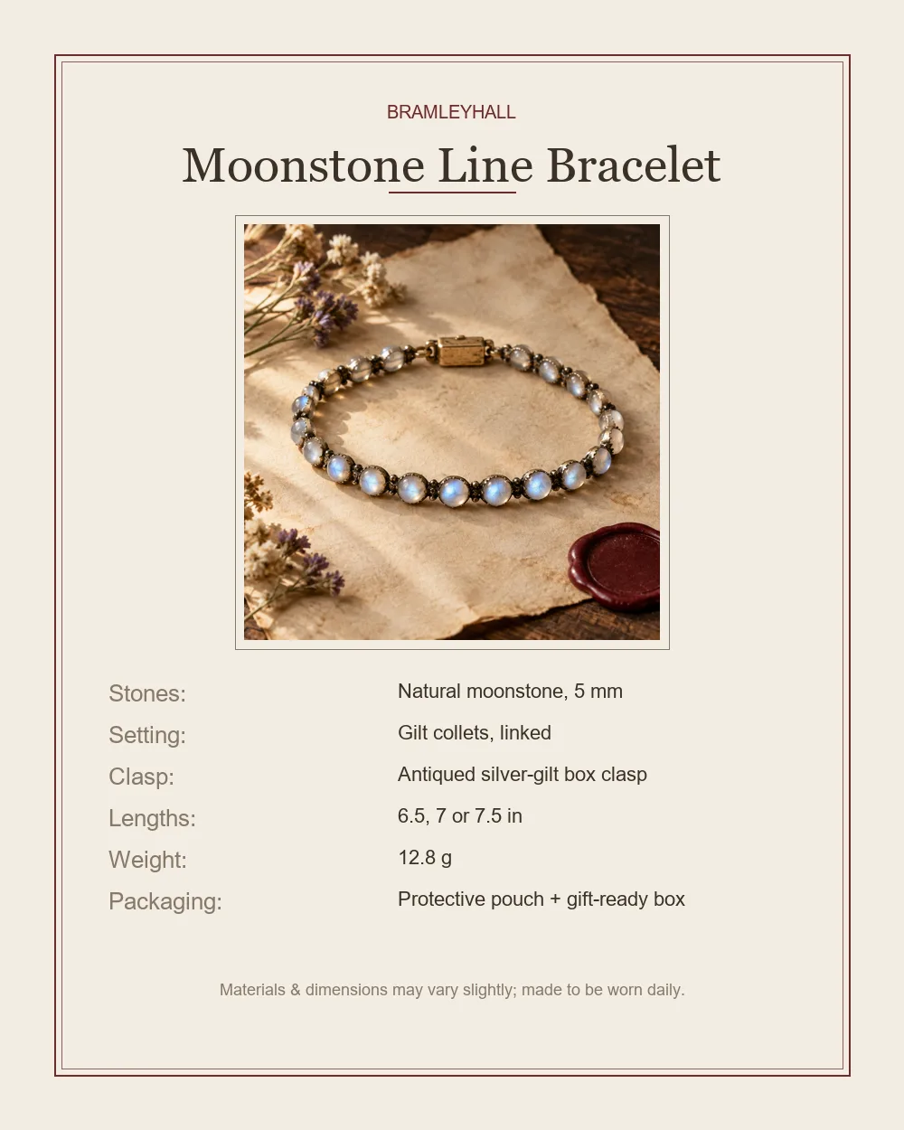 Moonstone Line Bracelet
