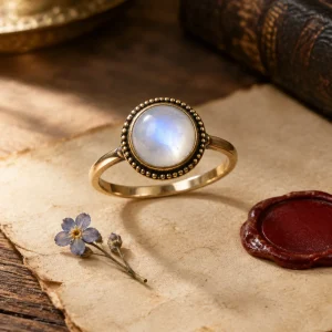 Moonstone Milgrain Ring