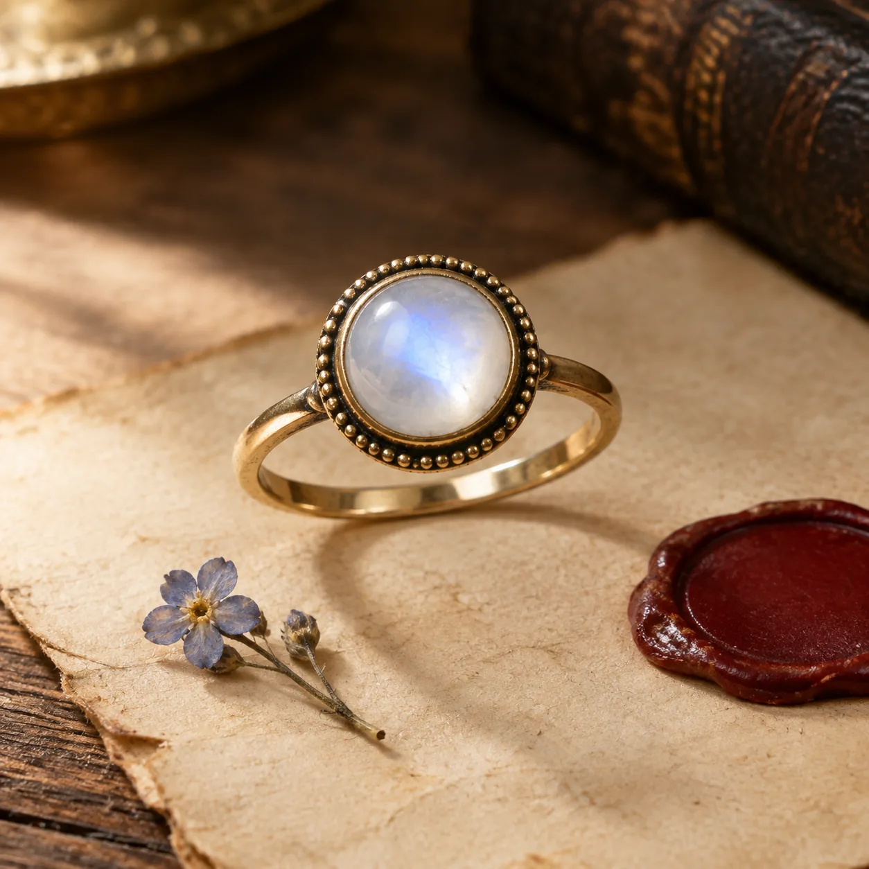 Moonstone Milgrain Ring